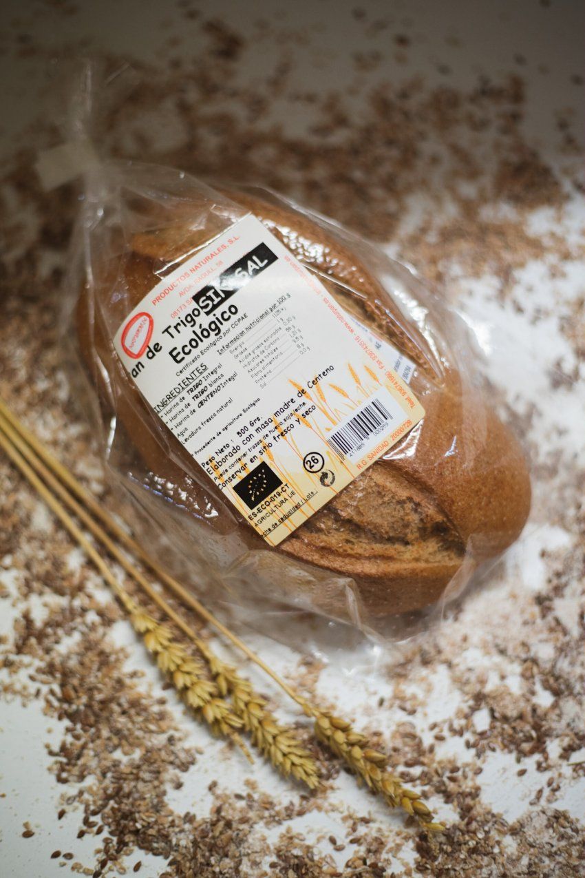 Pan de trigo SIN SAL Integral Ecológico de 500 g