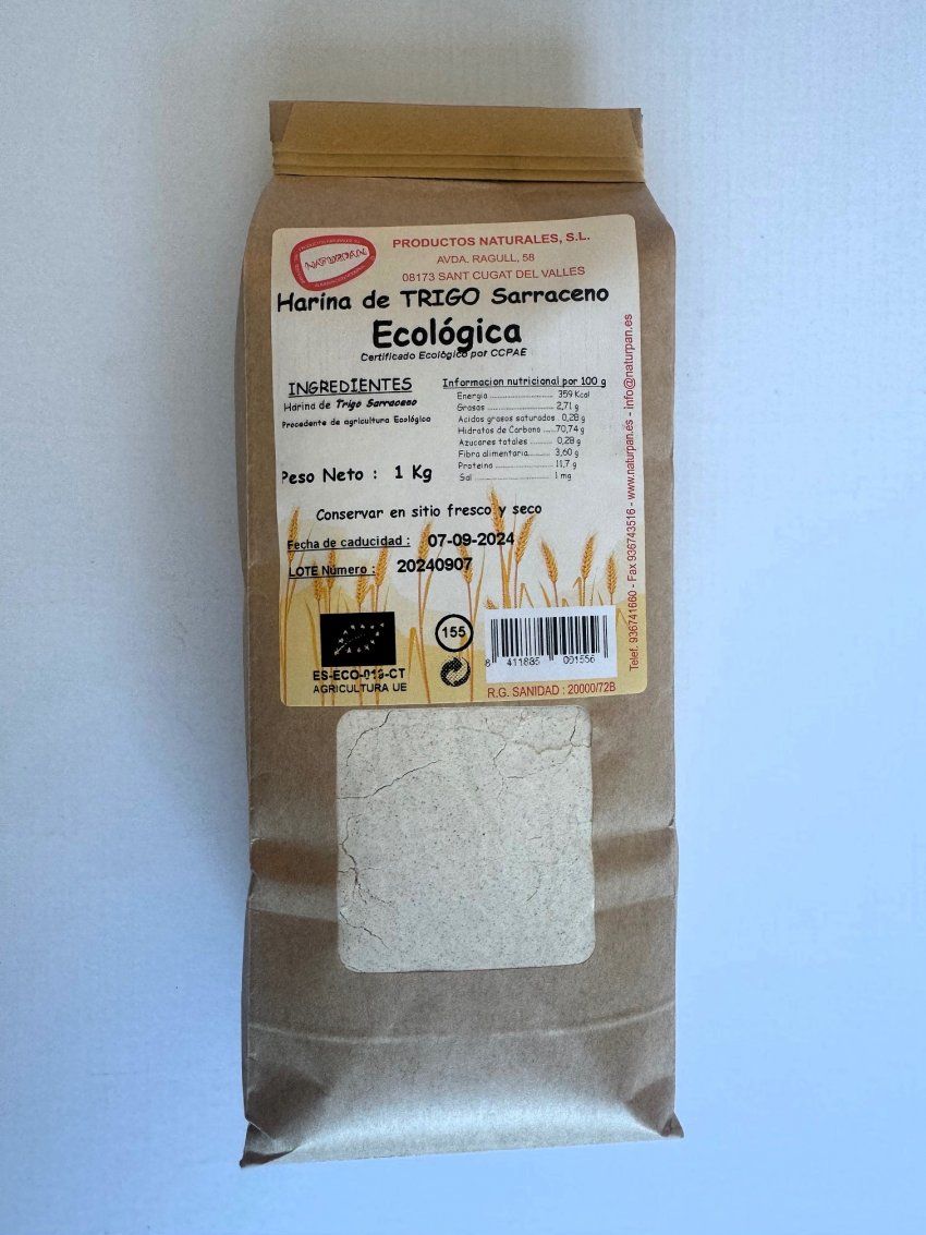 2024 foto harina de trigo sarraceno en bolsa papel